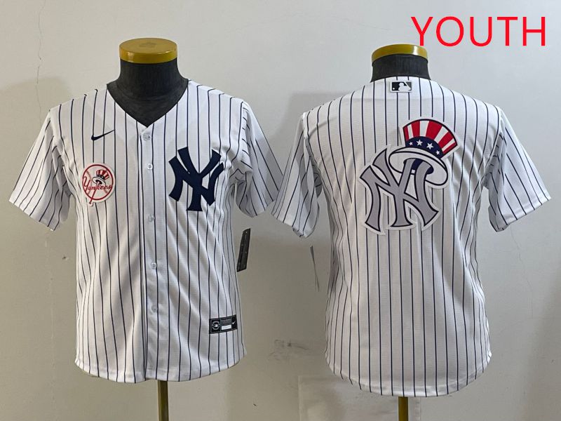 Youth New York Yankees Blank White Stripe Game 2025 Nike MLB Jersey style 17->youth mlb jersey->Youth Jersey